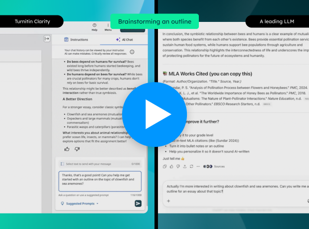 Writing an essay with Turnitin Clarity versus a leading LLM